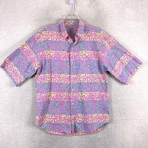 Vintage Bugle Boy Mens L Pink Purple Pastel Abstract AOP Skate Surf California